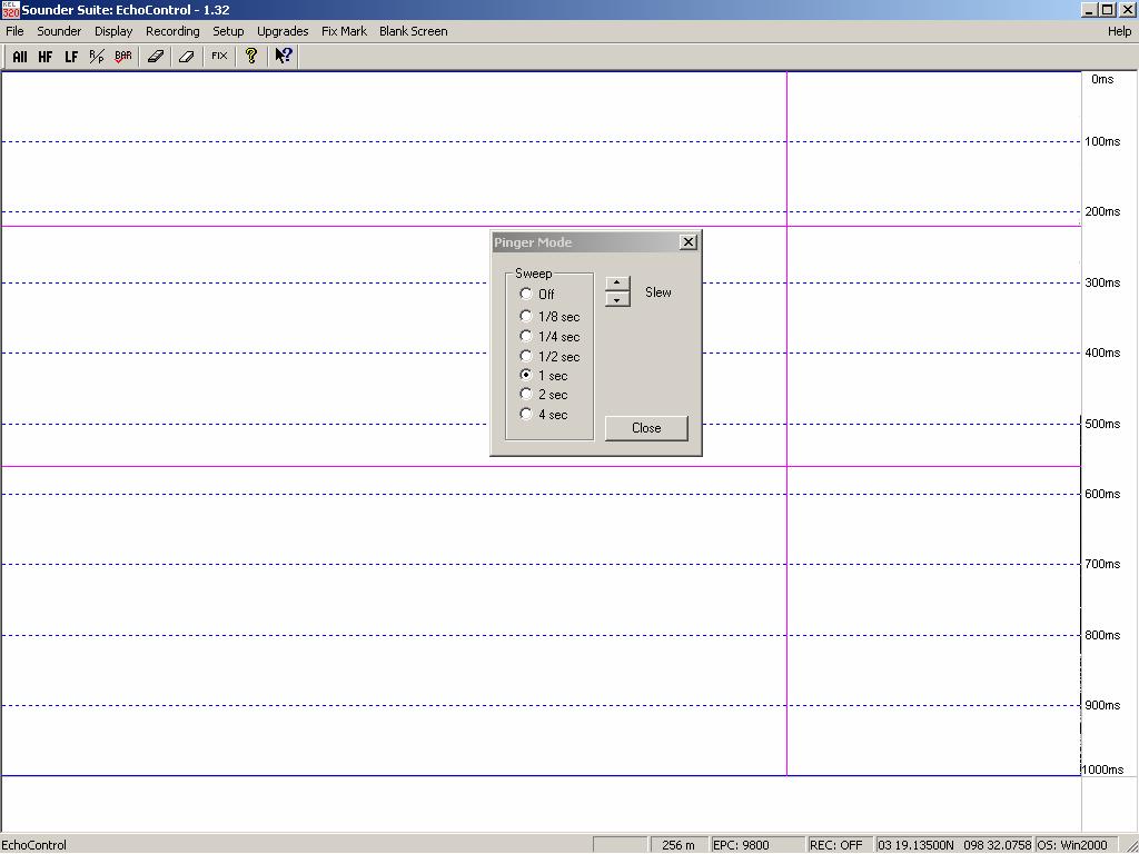 The slew function will allow for moving the pinger trace to the desired position on the screen.