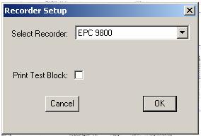 A double click of the left mouse button will clear the lines for a new measurement Making a Hardcopy Use the following sections to set up an EPC 9800 series recorder. 1. Select Recorder 2.