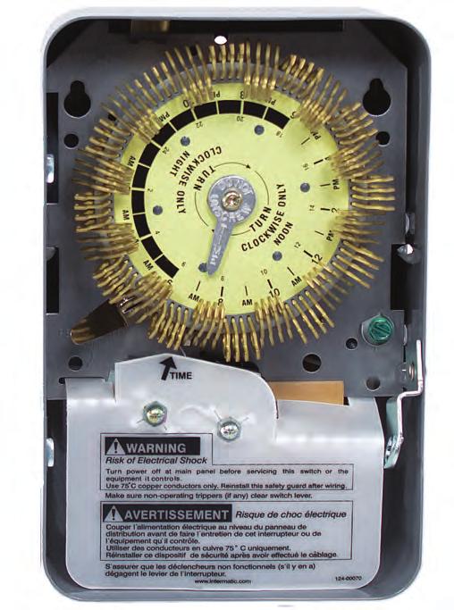 Industrial Grade Toughness NEW NEW Mechanical Time Switches T1905HD and T1975EHD Heavy-Duty Time Switch Heavy-duty metal dial withstands the most punishing environmental conditions Easy-to-set