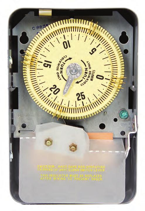 A. B. C8800 Series Short Range Cycle Time Switches Repeat cycling for ON times 10 trippers provided Dials have 120 slots Type 1 indoor steel enclosure Model # Clock Motor Voltage Dial Cycle Tripper