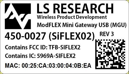 PRODUCT REVISION HISTORY 450-0027 SiFLEX02 MGU Rev 3: Initial production release.