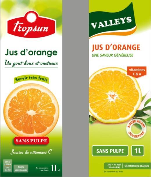 Figure 1. Symmetrical (left) and asymmetrical (right) packages of orange juice 3.3 Procedure.