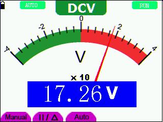 7-Using the Multimeter Figure 25: DC Voltage Measurement 7.4.6 Measuring AC Voltage To measure the AC voltage, do the following: 1. Press the V key and DCV appears at the top of the screen. 2. Press the SET key and ACV appears at the top of the screen.