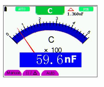 Using the Multimeter Figure 23: Capacitance Measurement 3.4.5. Making a DC voltage Measurement To measure a DC voltage, do the following: 1. Press the V key and DCV appears at the top of the screen.