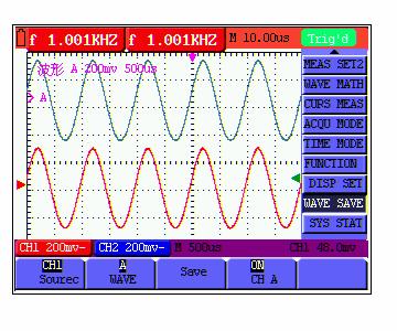 Advanced Function of Oscilloscope To display the saved waveform on the screen, do the following: 6. Press the F4 key to select Start for the address A.