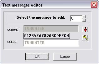 4.2.6 Messages Configuration Figure 21. Text messages editor window. The TVHUNTER+ uses 57 text messages. There are two messages that user can edit.