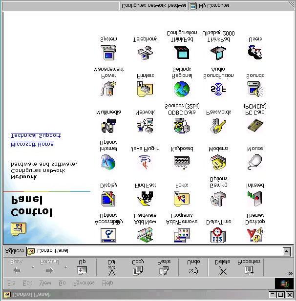 5.3.1 WINDOWS 98 1) Bring up the Control Panel from the start menu as shown in Figure 1