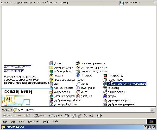 5.3.2 WINDOWS 2000 1) Bring up the Control Panel from the start menu and double click on the