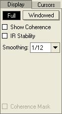 Program Tutorial - 4. Dual-FFT Measurements The next display options are labeled SHOW COHERENCE and IR STABILITY.