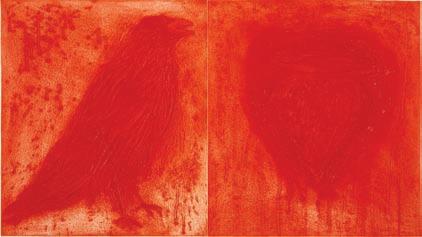 Red Passion (1996), Jim Dine. Cardboard relief intaglio. Image size 33 ¹/8 59. Paper size 39 ½ 63 7 /8. Published by Pace Editions, Inc. Edition of 12.