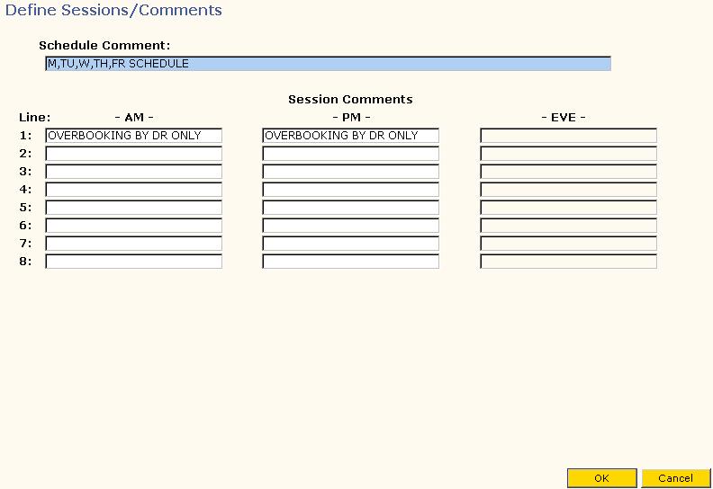 Steps used for Schedule Comments: 1. Select 2.