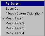 Oscilloscope Mode - Display Oscilloscope Mode (cont'd) Menu accessible from display area By double tapping with the stylus in the display area, the menu concerning the display can be opened directly.