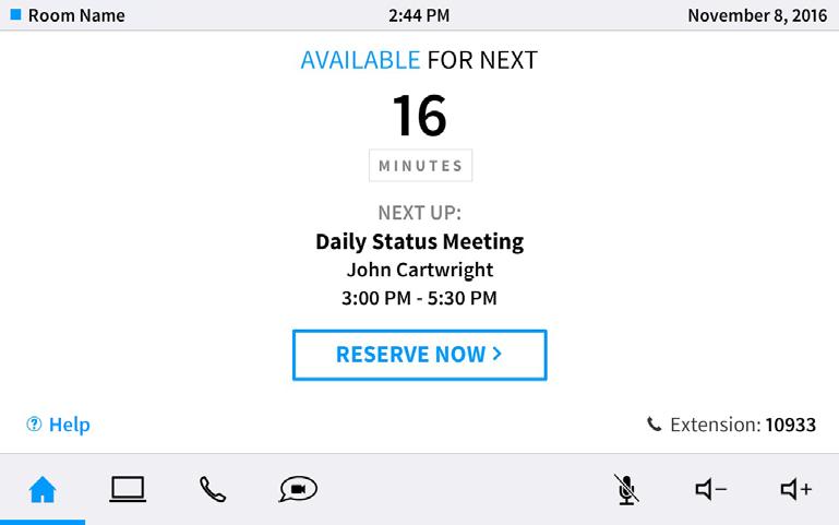 Available (Create a New Meeting) If the rm is available fr use, the display n the device indicates as such.