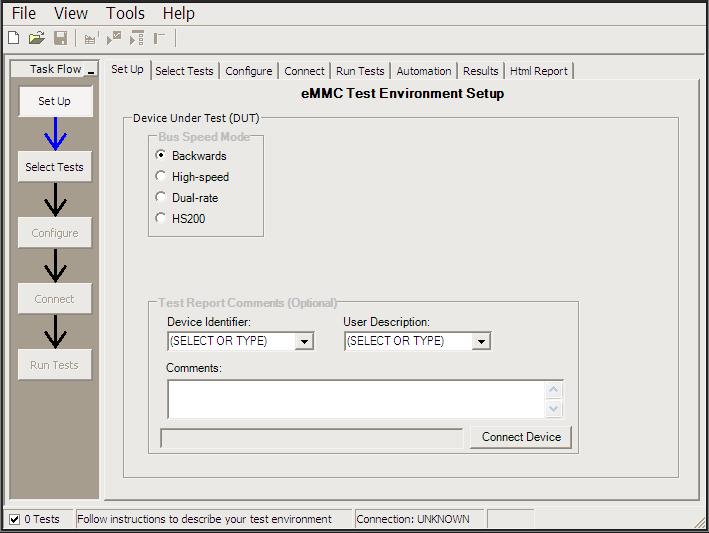 Preparing to Take Measurements 2 Starting the emmc Compliance Test Application 1 Ensure that the emmc device- under-