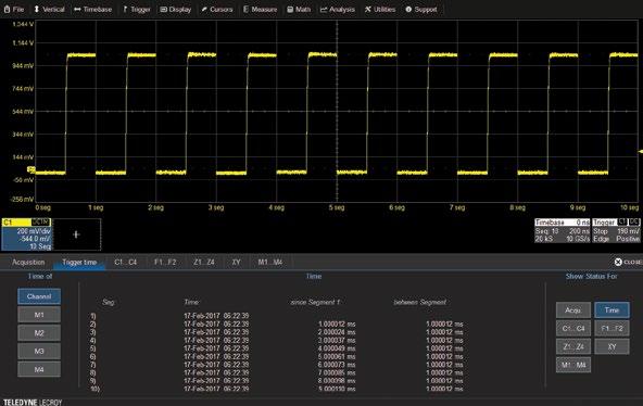 Advanced Waveform Capture with Sequence Mode Use Sequence mode to store up to 5,000 triggered events as segments into memory.