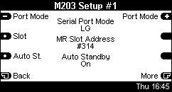 Configuration M203 Setup #1 @ M219 Example M219 operation - fig. Page 9+11 In respect of the M219, the slot address defines the assignment to the Side room amplifier.