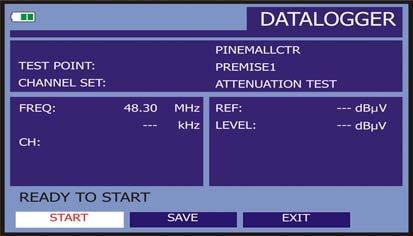 English USER S MANUAL. TV EXPLORER HD + Figure 14.- Datalogger screen for Attenuation test frequencies.
