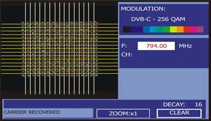 On screen appears the modulation type: DVB-C (256 QAM). Also the frequency and channel number are indicated. Finally, it shows the type of DVB-C broadcast network used. Figure 48.