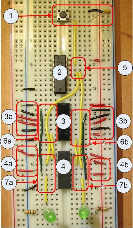 108 DIGITAL CIRCUIT PROJECTS 4. Place the 7474 2-bit D flip-flop chip on the board and power it. The pin layout of the 7474 chip is in Figure 10-8.