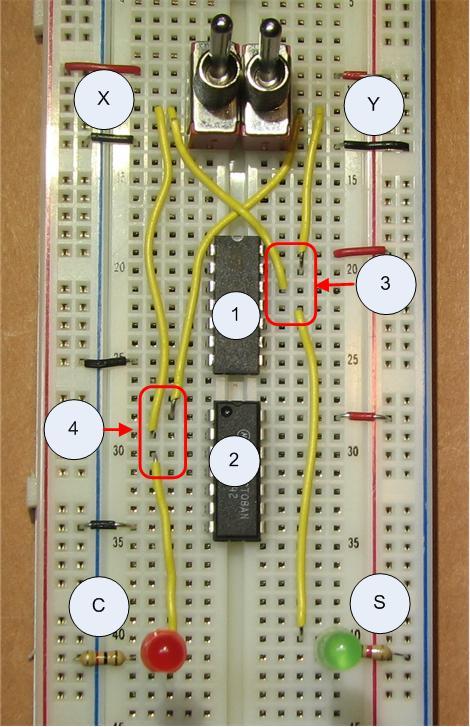 64 DIGITAL CIRCUIT PROJECTS by connecting pin 7 to the ground rail, and pin 14 the positive rail for both chips. 3.