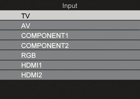 Selecting Inputs 1. Press INPUT on the remote or on the side of your HDTV to select the input source that matches the connection you made on the back of your HDTV.