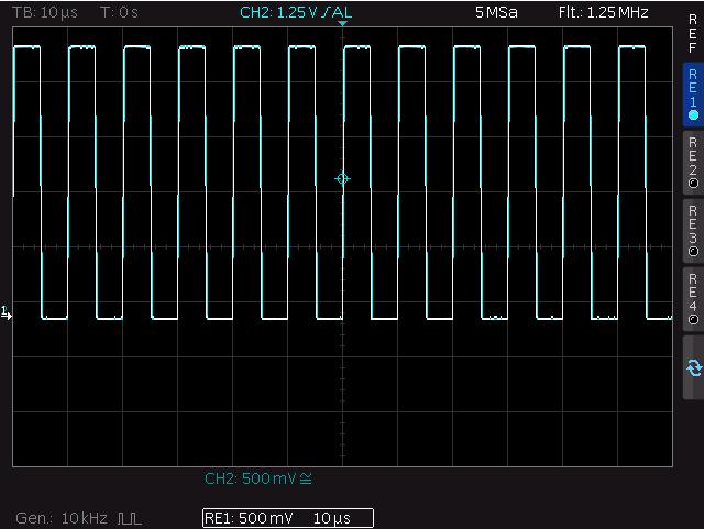 Documentation and storage 4.2 Exercise Storing a reference signal: Set the oscilloscope to the default state (PRESET). Don't forget to set the correct duty cycle!