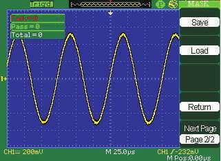 Table 2-62 Mask Setting function menu 1: X Mask xdiv Turn the Universal knob to set the range of horizontal clearance to the waveform. <0.04div-4.