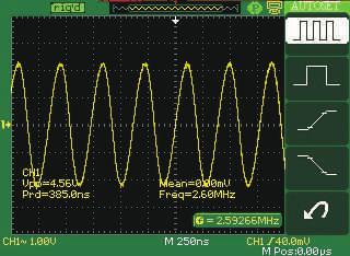 2.2 Connector Input a signal to Channel 1, press the Auto button (See picture 2-3): Multi-cycle sine Single-cycle sine Rising edge Falling edge CH1 CH2: Input connectors for waveform display.