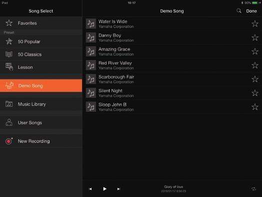 Next, tap "Tap here and choose a song," and tap "Demo Song" in the "Song Selection" list. 3.