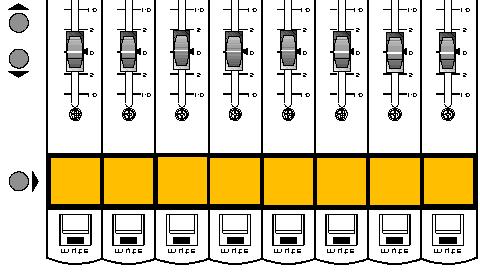 Chapter 2 The Aux Send > Faders function allows you to control the Aux Send levels for a selected channel with the Master Faders.
