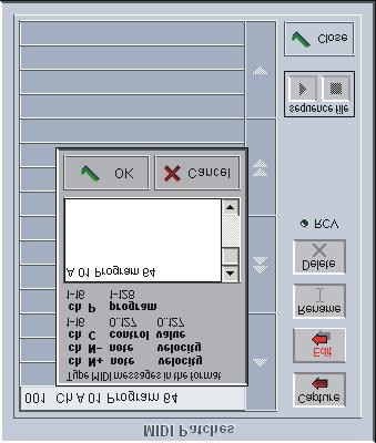 Chapter 4 4.6.15 Snapshots and MIDI... There are two separate areas of MIDI control. 1) A snapshot can have a MIDI Patch attached to it, and will output that MIDI when fired.