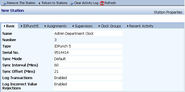 Managing a Time Clock Station The time clock stations manage web-enabled time clock stations. Browse System Setup under Operations in the left navigation bar.