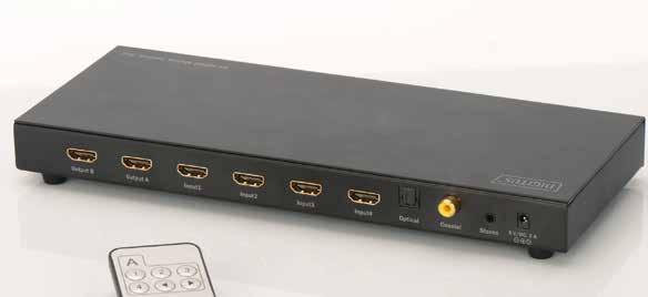 Switch comfortably between up to four HDMI sources and up to two playback devices (televisions, monitors, projectors), independently of each other and without having to swap cables, by