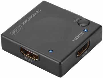 HDMI Switches Automatic HDMI Switch, 2 Port Enables automatic switching between two HDMI signal sources on one television set 2 HDMI inputs, 1 HDMI output Supported resolutions: 480 p/i, 576 p/i, 720