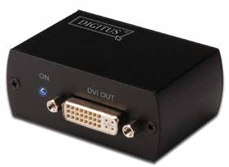 DVI Solutions DVI Repeater, 50 m Boosts your DVI video signal up to a distance of 50 m The compact DVI repeater extends the