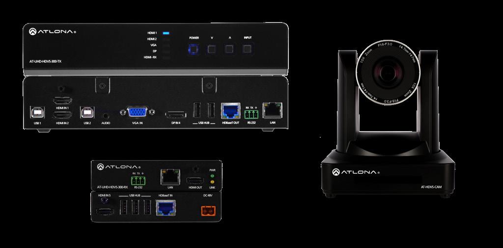 videoconferencing, with multi-format auto-switching, USB and control extension, plus remote PoE powering.