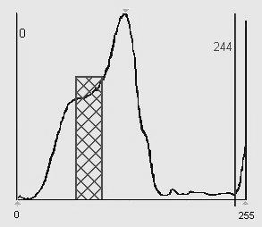 A histogram of the occurrence of distances from one position on a ray to the next position is computed and the average thickness of a staff line as well as the average distance between two staff