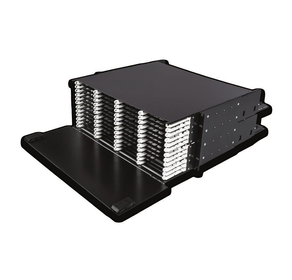 LANmark-OF ENSPACE Patch Panels Optical patch panel with Ultra High Density: up to 144x LCs or 72x MTP in a rack height unit Up to 12x ENSPACE modules in 1U 3 individually sliding trays per 1U for