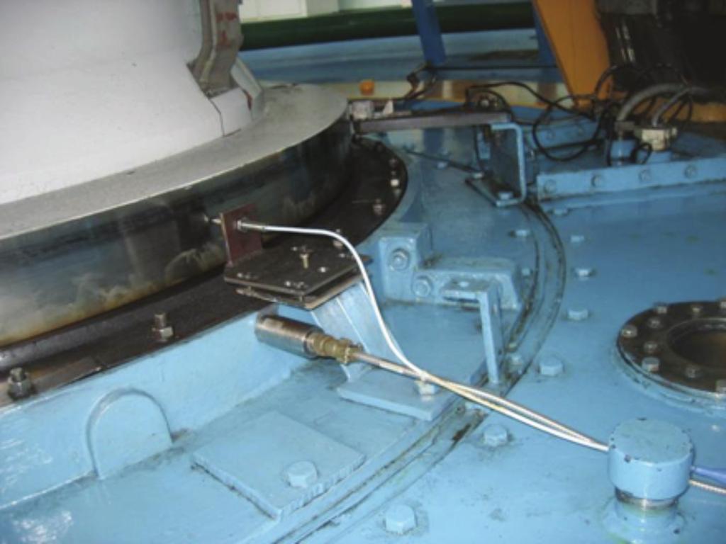 Figure 8: This photo shows another seismic transducer mounted radially to a guide bearing.