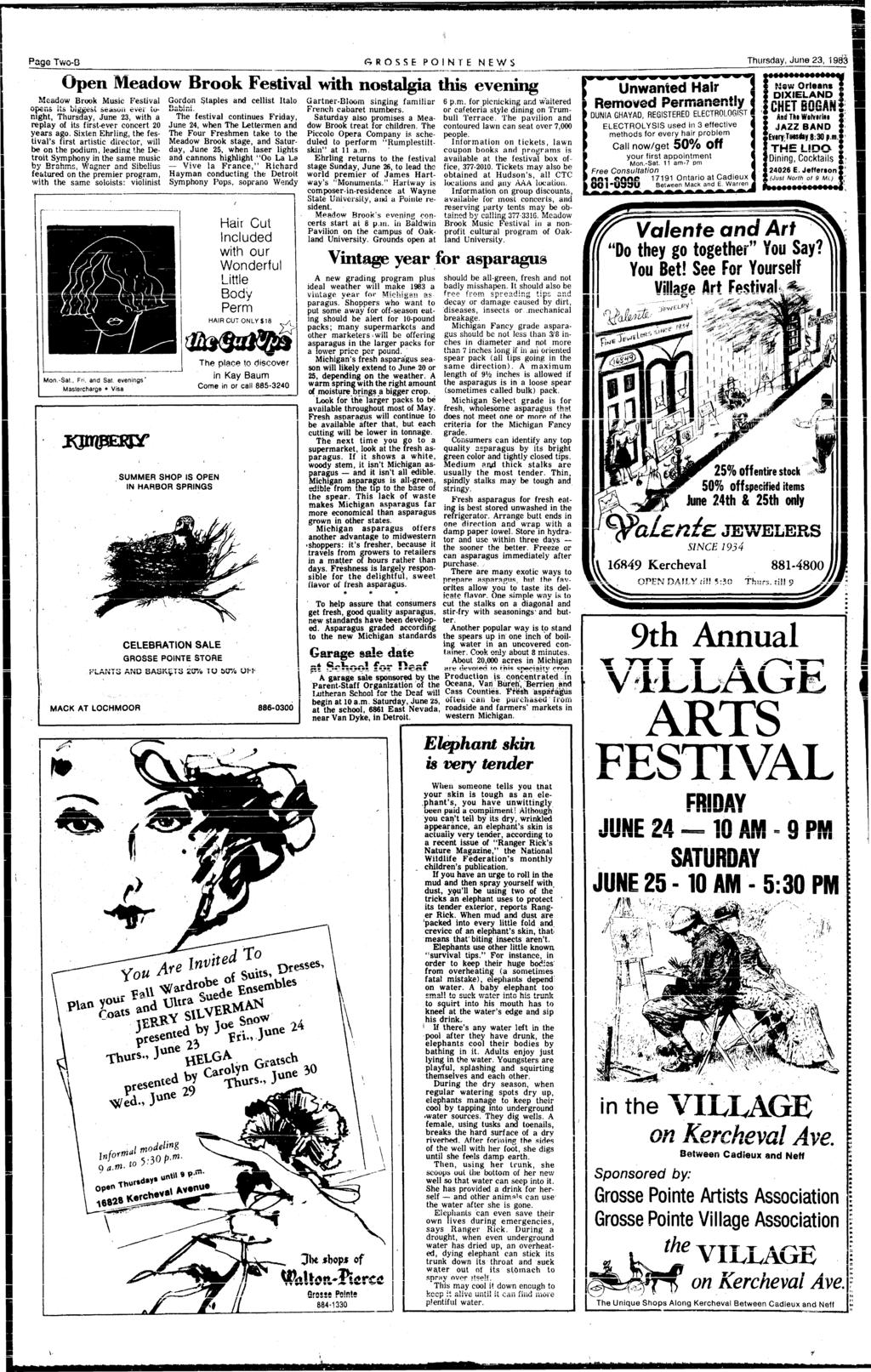 Page Two-B CROSSE POSNTE NEWS Thursday, June 23, 1983 Meadow Brook Musc Festval Op6H5 ts bggest Seasu ever tonght, Thursday, June 23, wth a replay of ts frst-ever concert 20 years ago.