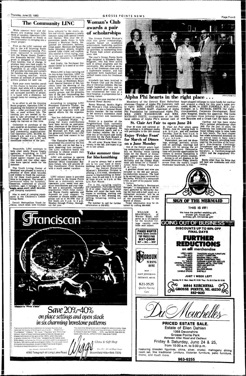 ::' Thursday, June 23, 1983 GROSSE PONTE NEWS W > > < A Whle summer heat and doldrums are makng most folks thnk of vacaton, Operaton LNC (Lnkng ndvduals to Needs n the Communty) s swngng nto a major