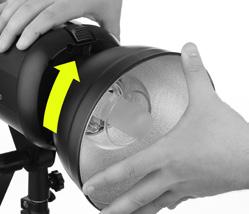 Insert the reflector into the accessory mount and rotate the reflector clockwise until it locks into place.