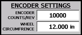ENCODER SETTINGS Encoder Counts/Rev The number of quadrature pulses per revolution of the encoder.