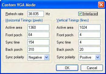 18. Advanced topics Configuring VGA modes To add a custom VGA mode to a Frame Grabber 1 Start the video capture application. 2 From the Capture menu, select Select Device.