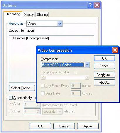 11. About Epiphan frame grabbing technology The video capture workstation Figure 9: Selecting a video codec using the Epiphan video capture application After you install the video codec on the video