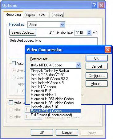 15. Recording videos Recording videos for Windows 2000, XP, or Vista To view the codecs installed on the video capture workstation 1 Start the Epiphan video capture application.