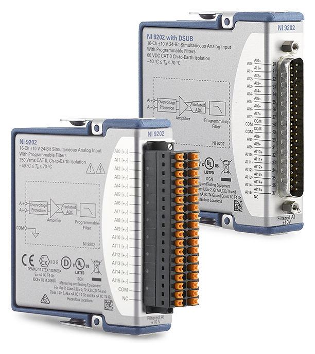 DATASHEET NI 922 16 AI, ±1 V, 24 bit, 1 ks/s/ch Simultaneous DSUB or push-in spring terminal connectivity 25 V RMS, CAT II, channel-to-earth isolation (spring terminal); 6 V DC, CAT I,