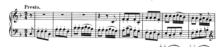 Beethoven - Sonata in F Major, Opus 10/2/iii loses much of its incisiveness if played on the Graf Beethoven had in his last years.