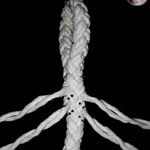 to the eye). 0) Note that all strand pairs have been tucked once now. The left-laid strands should all exit the rope on the same side.