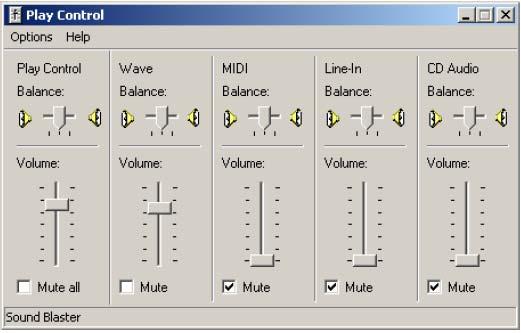 Play Control Mixer The test signal should contain no other sources mixed with its output therefore all other sources should be muted, turned off or